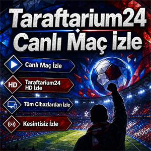 Taraftarium24 Canlı Maç İzle sloganlı kale arkası görseli